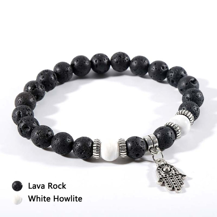 Bracelet en pierre de lave et œil de tigre malachite