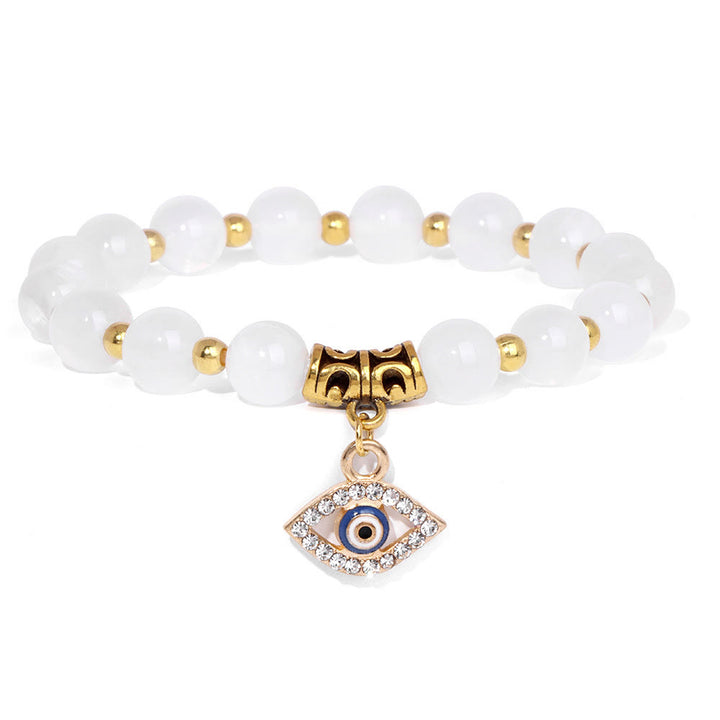 Bracelet pendentif mauvais œil en perles de pierre naturelle Olivenorma