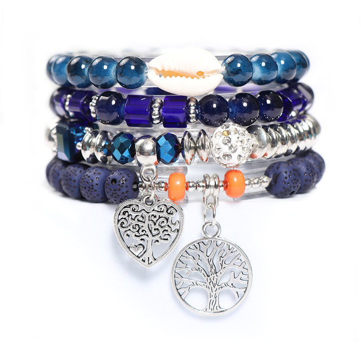 Ensemble de bracelets à perles avec pendentif en forme de cœur et arbre de vie Olivenorma