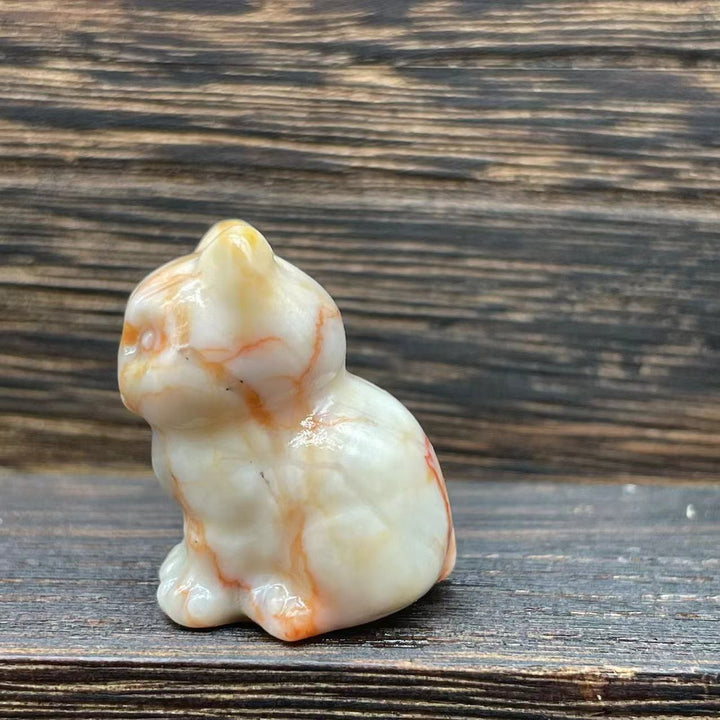 Décoration en pierre précieuse en forme de chaton mignon de 1,2 pouce en pierre naturelle Olivenorma 