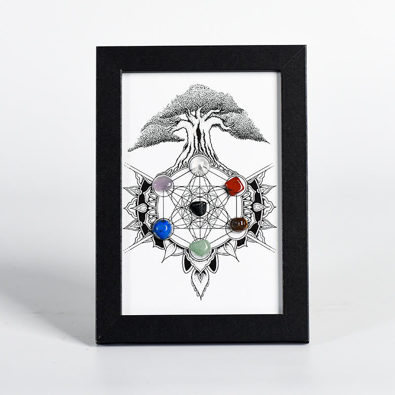 Cadre photo décoratif avec motif arbre de vie et chakra Olivenorma 