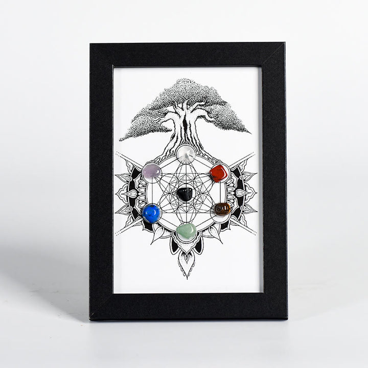 Cadre photo décoratif avec motif arbre de vie et chakra Olivenorma 