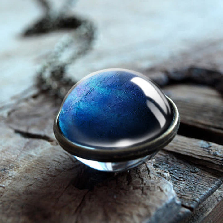 Collier Olivenorma double face avec boules de verre et planètes du ciel