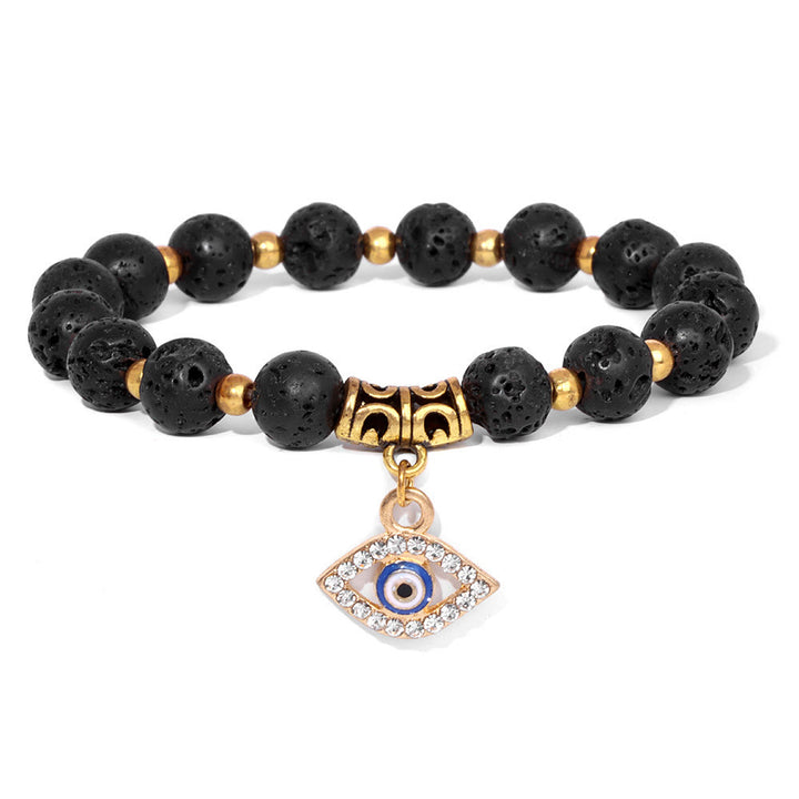 Bracelet pendentif mauvais œil en perles de pierre naturelle Olivenorma