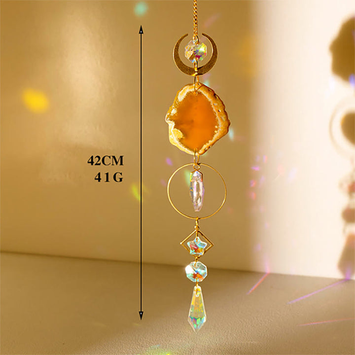 Carillon éolien attrape-soleil en cristal d'agate naturelle Olivenorma