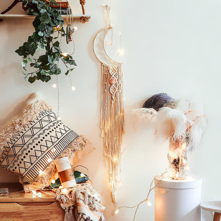 Décoration murale tissée en macramé Olivenorma Bohemian Moon Dream