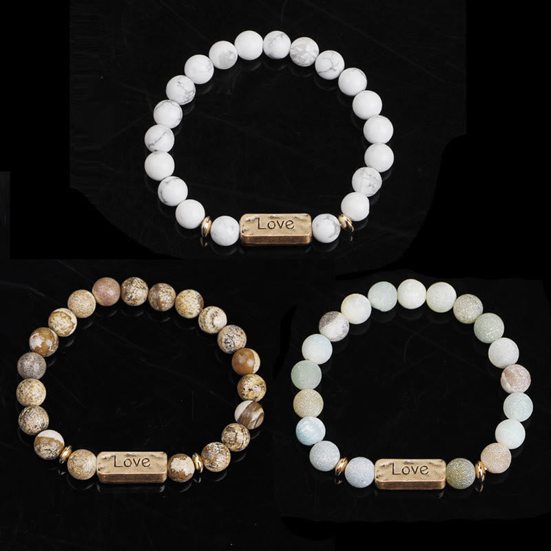 Bracelet de gravure puissant avec pierres précieuses naturelles Love Olivenorma 