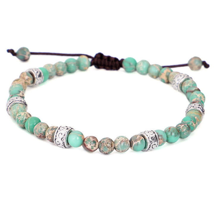 Bracelet tressé en perles de pierre impériale multicolore naturelle Olivenorma 