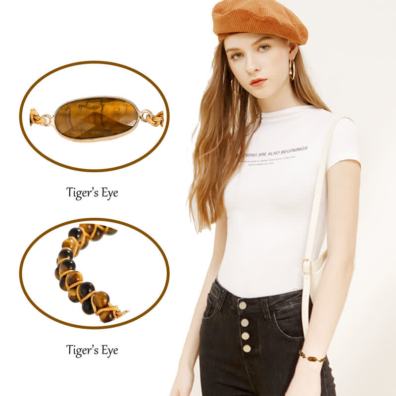Bracelet tressé en perles d'œil de tigre Olivenorma 