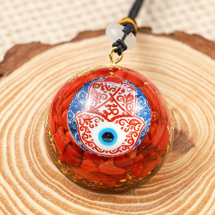 Collier Hamsa Balance en corail rouge
