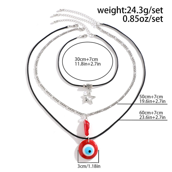 Ensemble de colliers avec pendentif en obsidienne et arbre de vie contre le mauvais œil Olivenorma 