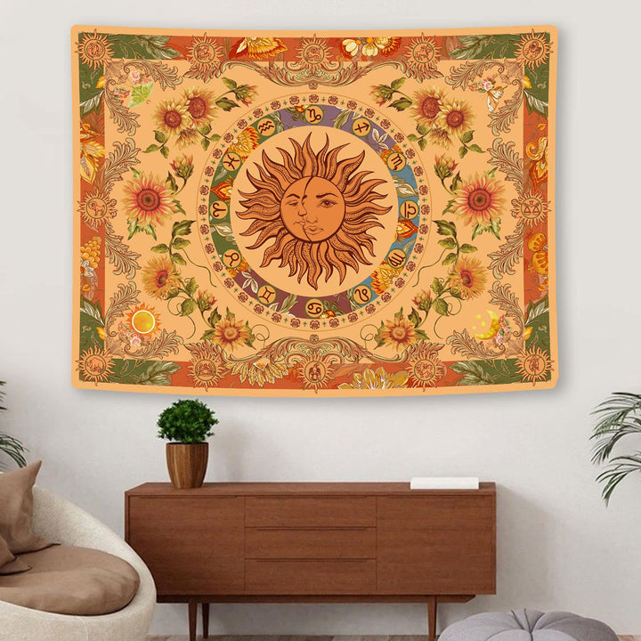 Tapisserie tournesol jaune orange soleil et lune Olivenorma