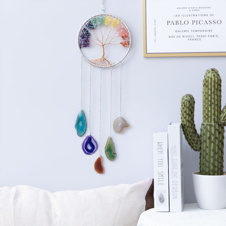 Décoration murale ornementale arbre de vie en agate chakra Olivenorma