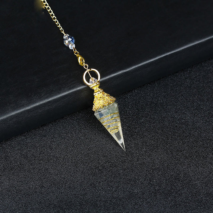 Pendule pyramidale hexagonale en cristal résineline naturelle Olivenorma