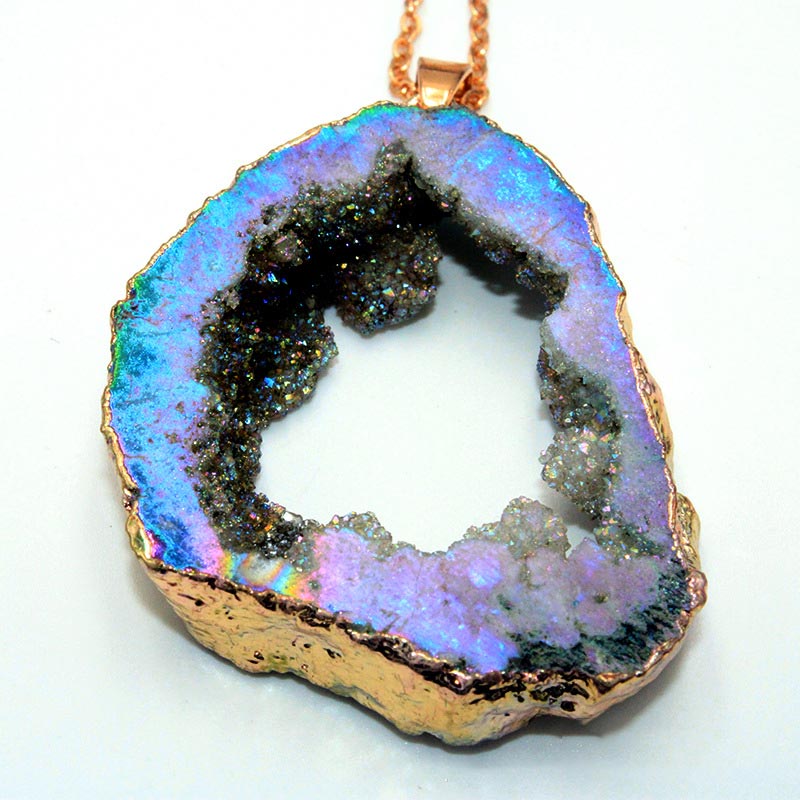 Pendentif Géode en Cristal Naturel