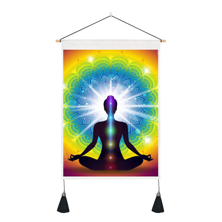 Tapisserie décorative imprimée de méditation zen Olivenorma