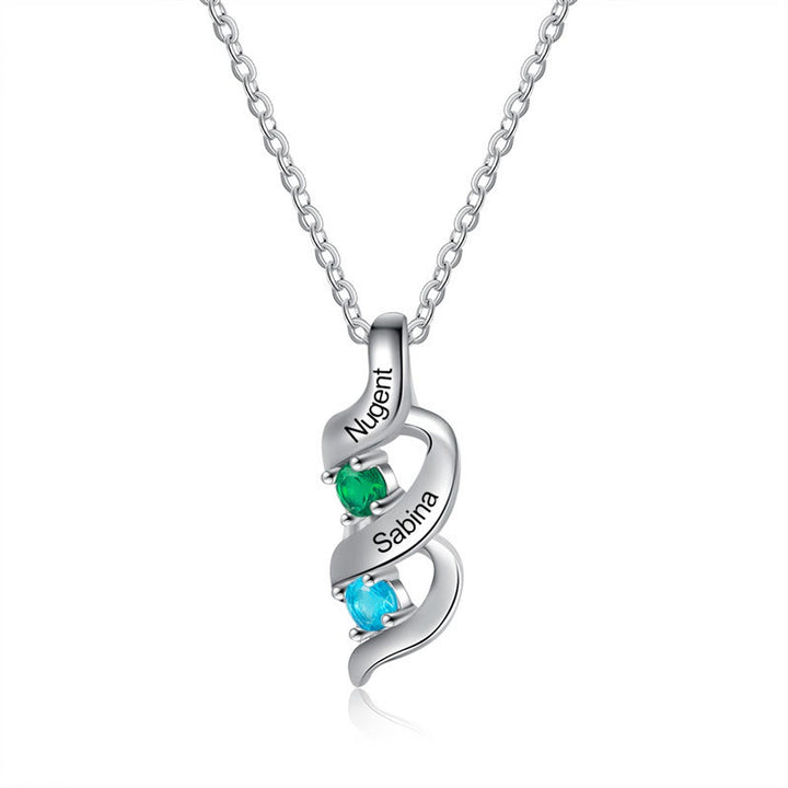 Collier personnalisé avec 1 à 6 gravures et pierres de naissance