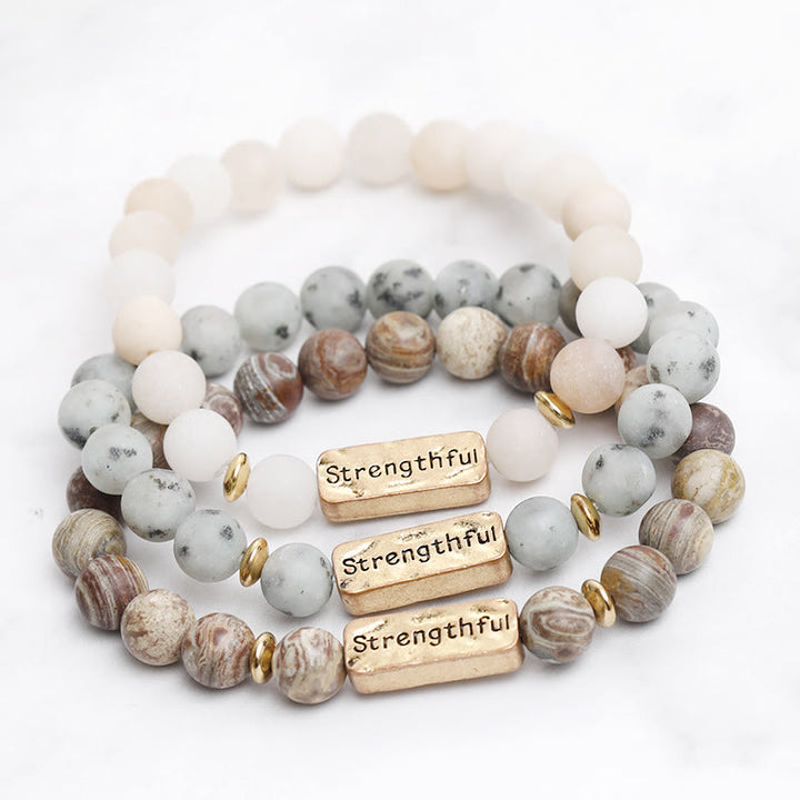 Bracelet gravé robuste en pierres précieuses naturelles Olivenorma