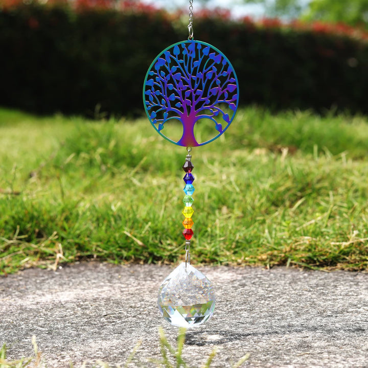 Carillon éolien à suspendre en cristal transparent avec perles chakra Olivenorma 