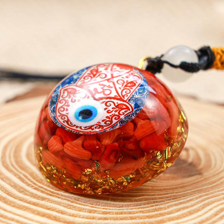 Collier Hamsa Balance en corail rouge