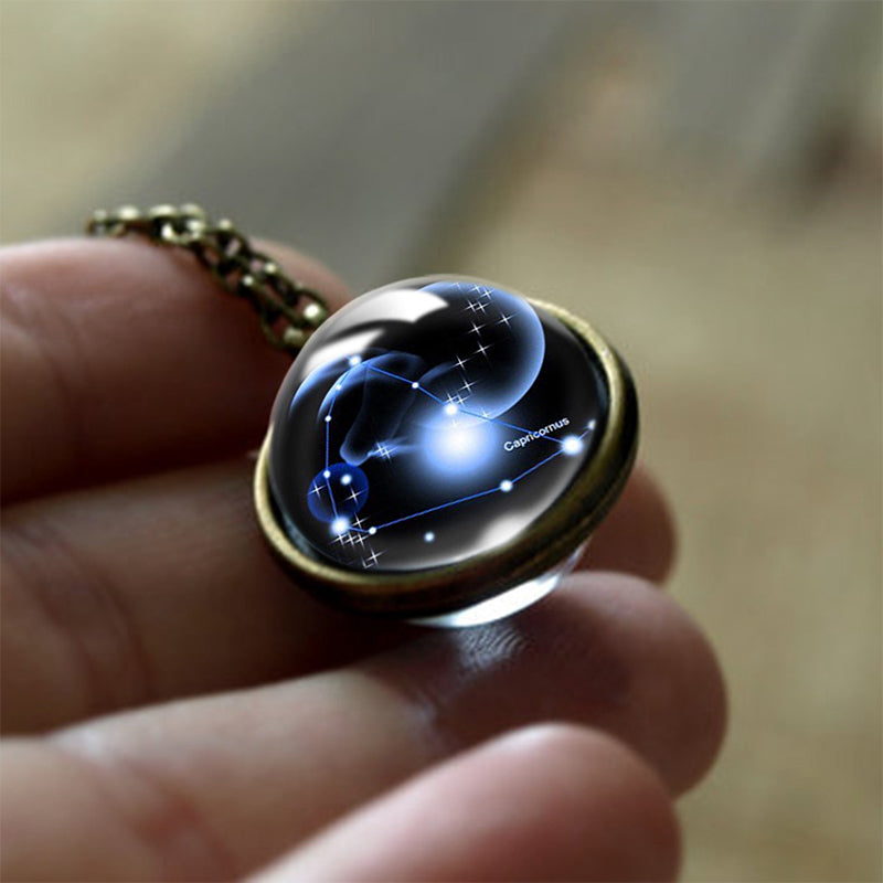 Collier de protection en verre Olivenorma avec 12 étoiles du zodiaque