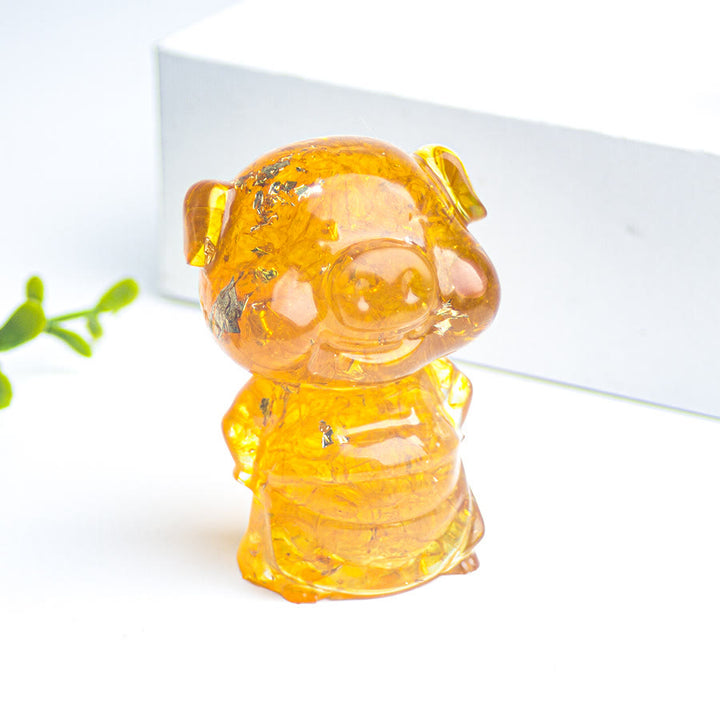 Décoration en pierres précieuses porte-bonheur Olivenorma Piggy