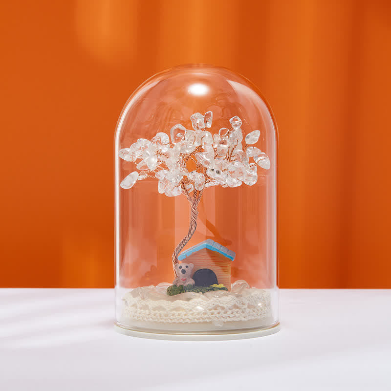 Décoration d'arbre Feng Shui avec couvercle en verre cristal naturel Olivenorma 