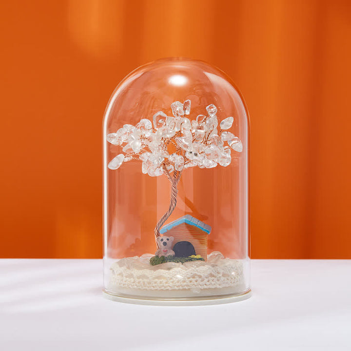 Décoration d'arbre Feng Shui avec couvercle en verre cristal naturel Olivenorma 