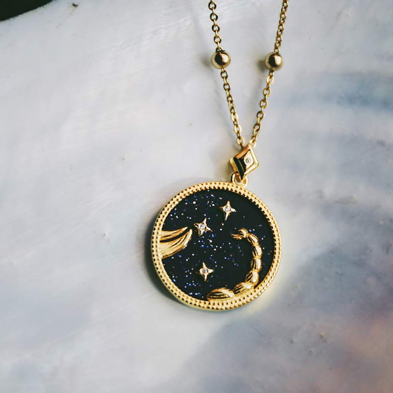 Collier d'écoute du zodiaque en grès bleu 