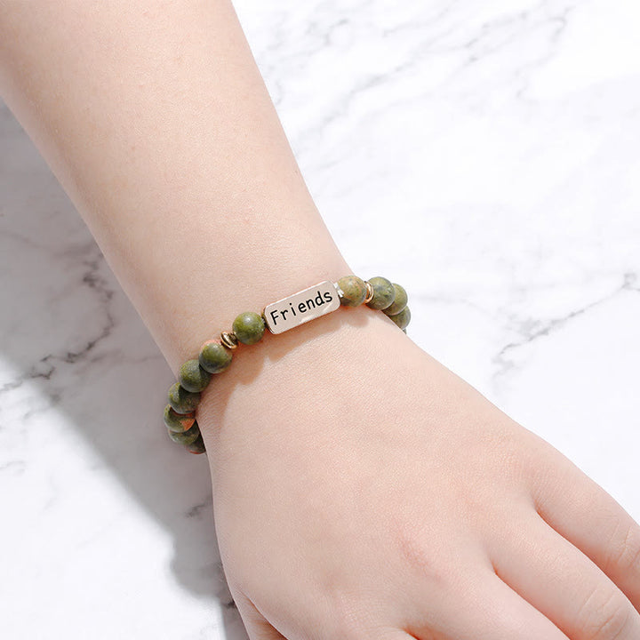 Ensemble de 3 bracelets gravés Olivenorma Natural Gemstone Best Friend Forever 