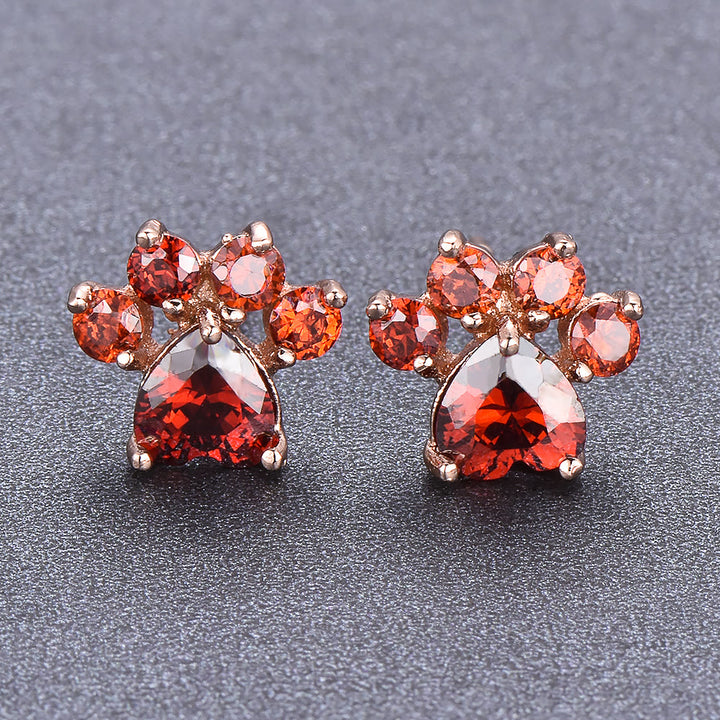 Boucles d'oreilles en forme de patte de chat en zircon blanc opale Kawaii Olivenorma