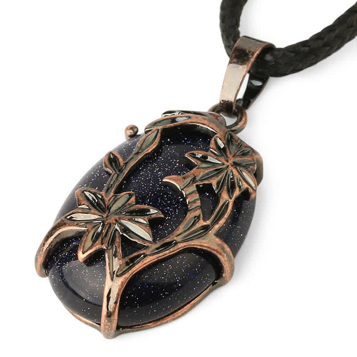 Collier en cristal enveloppé de fleurs en laiton et améthyste Olivenorma