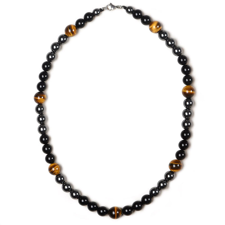 Collier de perles en hématite et obsidienne en cristal de guérison Olivenorma