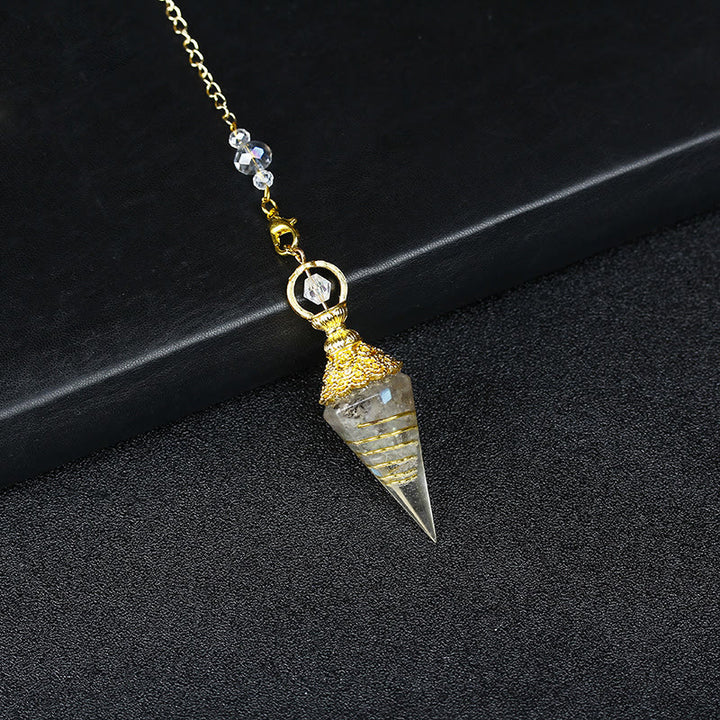 Pendule pyramidal hexagonal en résine cristalline naturelle Olivenorma - Labradorite - image 53