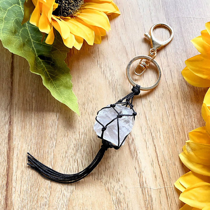 Porte-clés pour téléphone portable en pierre de cristal naturel brut Olivenorma