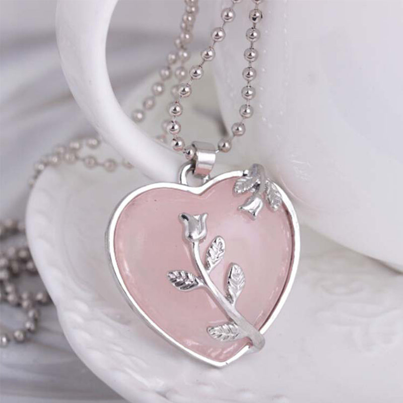 Collier en pierres précieuses en forme de rose en forme de cœur Olivenorma