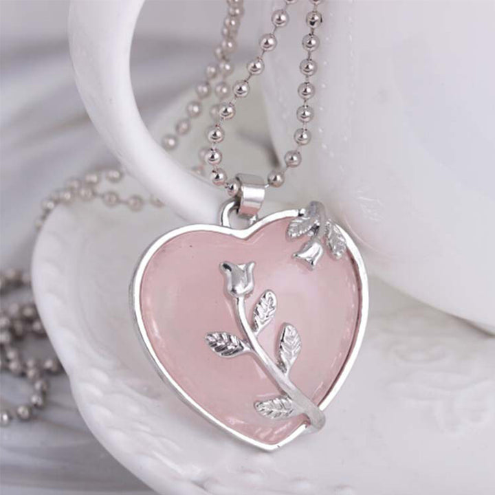 Collier en pierres précieuses en forme de rose en forme de cœur Olivenorma