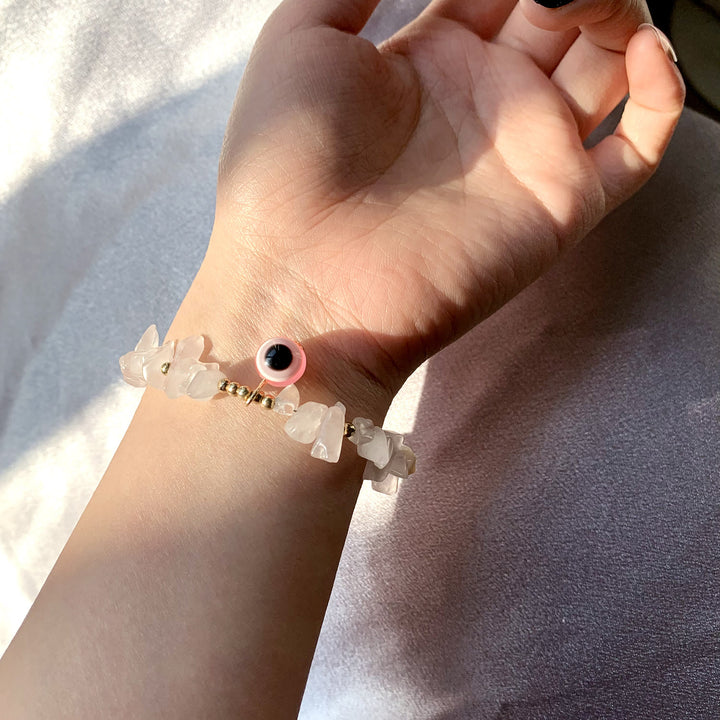 Bracelet pendentif mauvais œil en gravier de cristal naturel Olivenorma