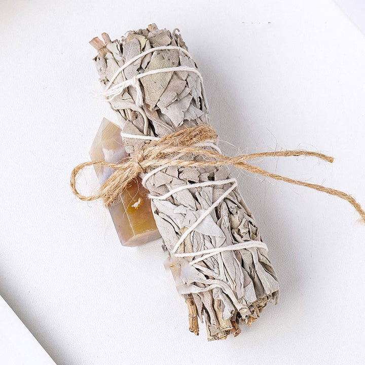 Prisme hexagonal en cristal de sauge blanche Olivenorma pour décoration d'aromathérapie 