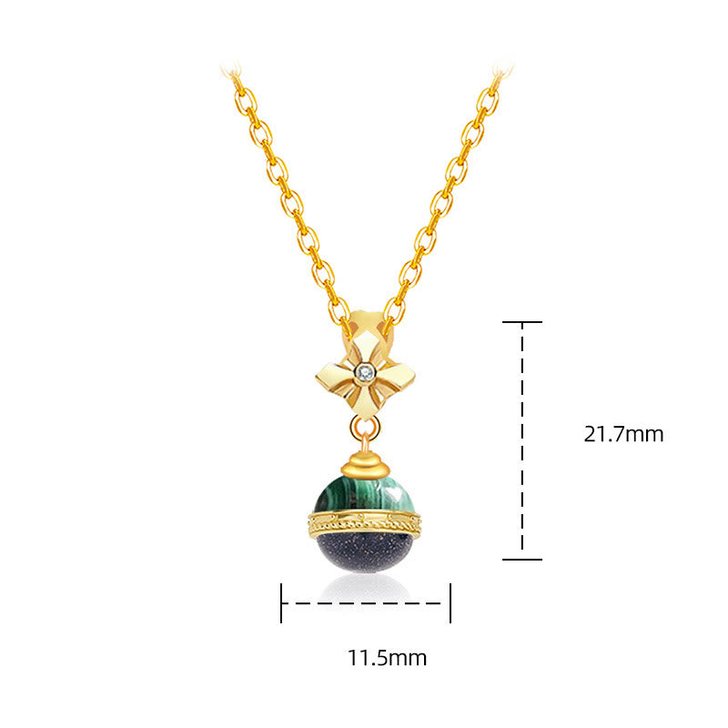 Collier pendentif en forme de sphère en grès bleu malachite « Stellar Corona » Olivenorma