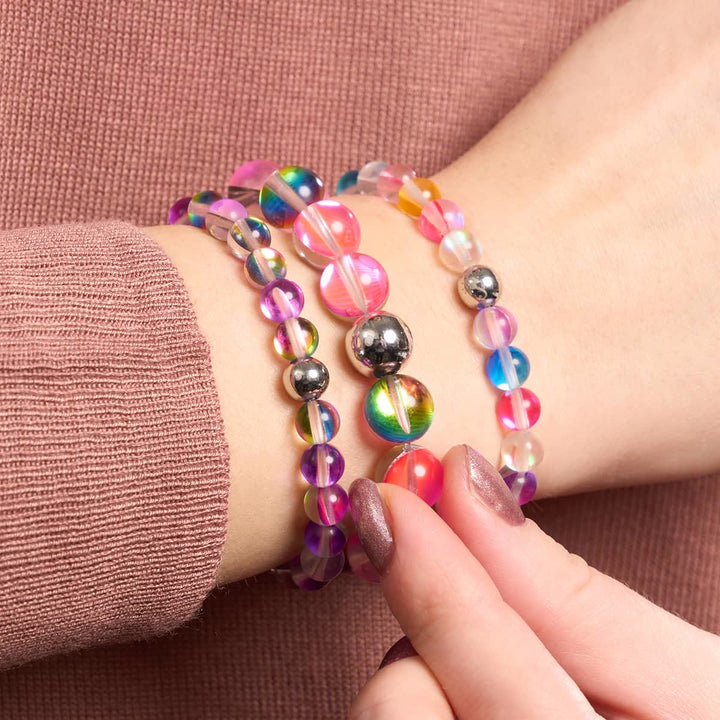Bracelet en perles de verre cristal multicolore foncé Olivenorma 
