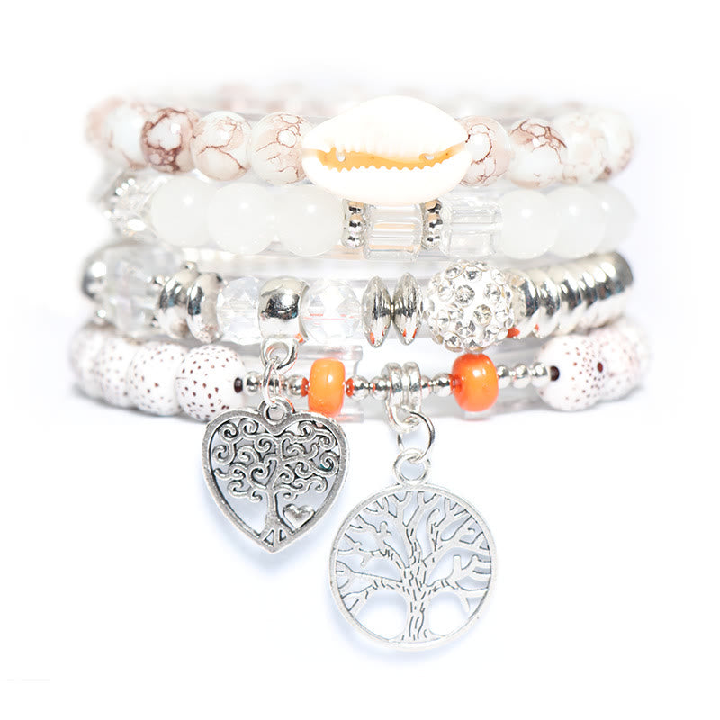 Ensemble de bracelets à perles avec pendentif en forme de cœur et arbre de vie Olivenorma