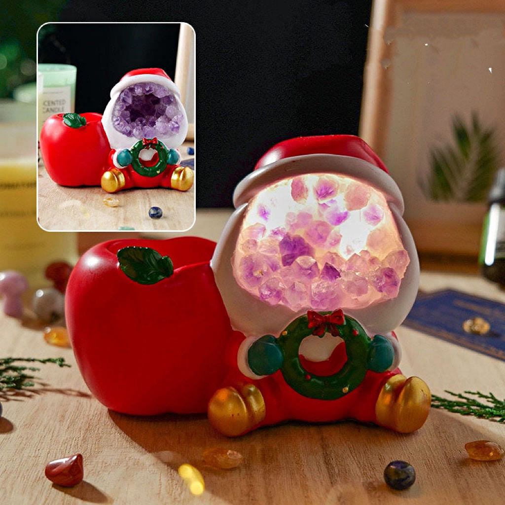 Veilleuse de Noël en gravier de cristal Olivenorma Décoration de maison en pierres précieuses