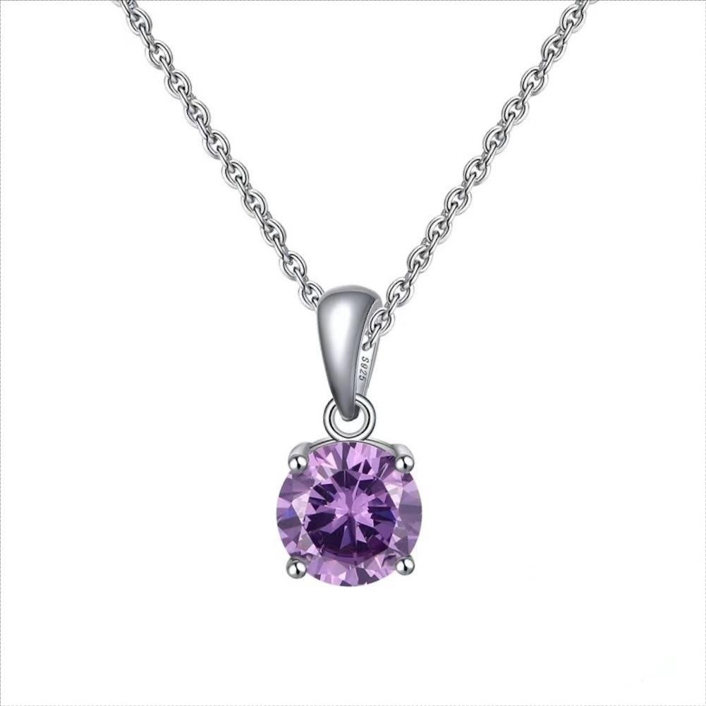 Collier pendentif à quatre griffes en zircon multicolore Olivenorma 