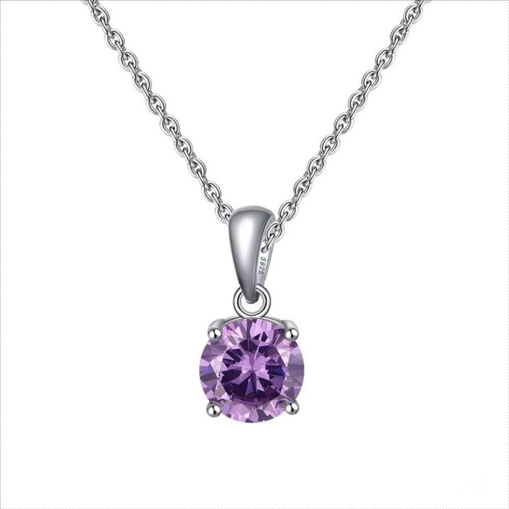 Collier pendentif à quatre griffes en zircon multicolore Olivenorma 