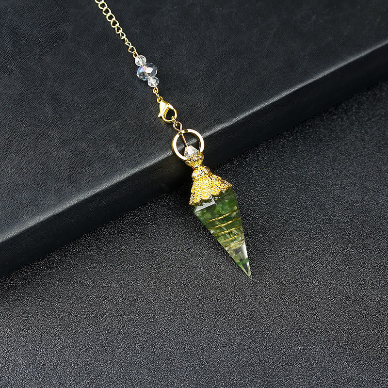 Pendule pyramidale hexagonale en cristal résineline naturelle Olivenorma