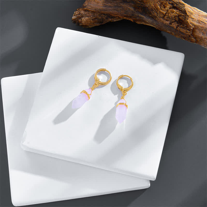 Boucles d'oreilles de guérison en opale rose naturelle
