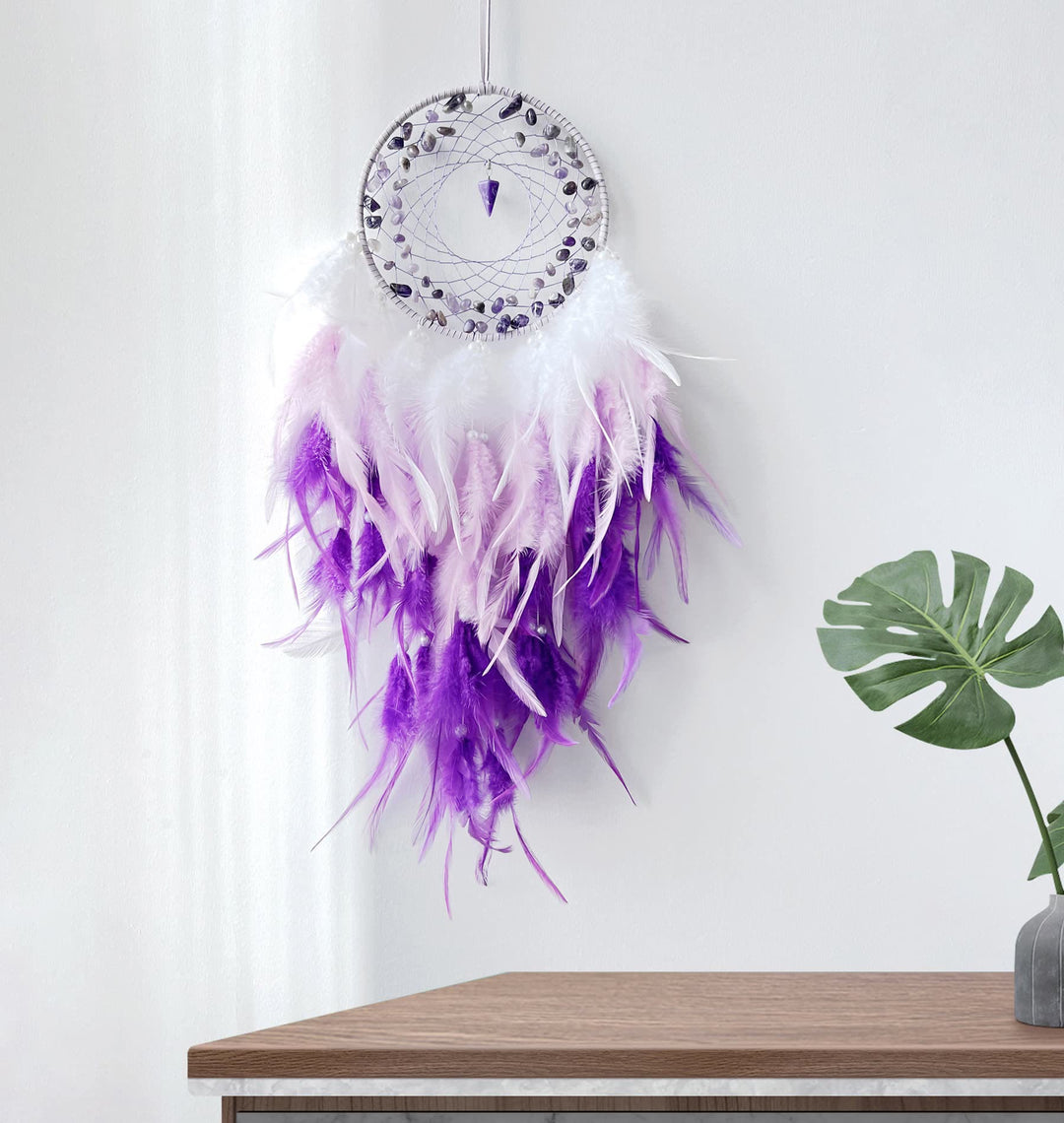 Pendentif pendule en gravier d'améthyste Olivenorma Attrape-rêves violet 