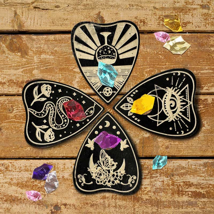 Olivenorma Lot de 4 plateaux à boules de cristal en bois Étagère à cristaux