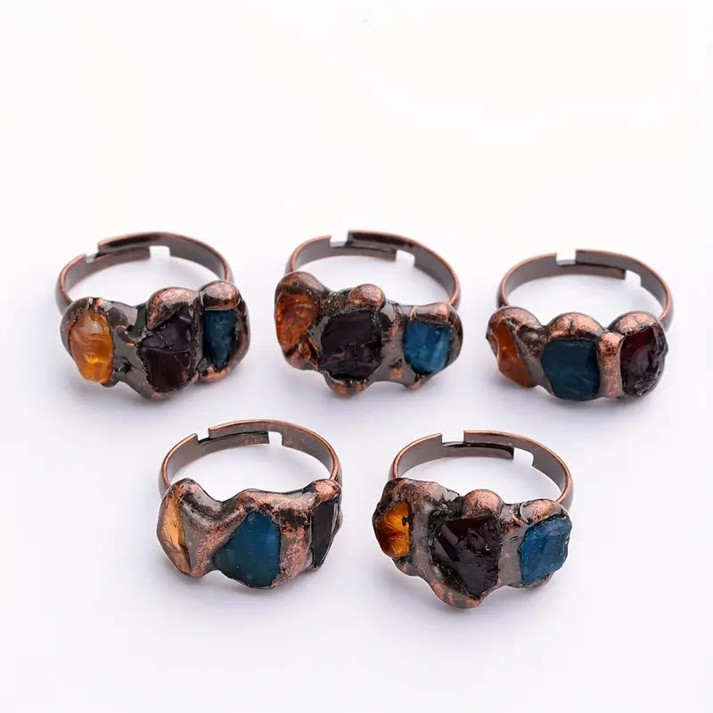Olivenorma « Le destin » – Bague rétro à 3 cristaux de couleur aléatoire